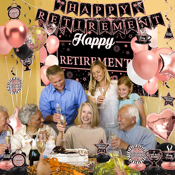 Retirement Party Decorations for Women, Retirement Balloons, Sash Hanging Swirls - Image 7