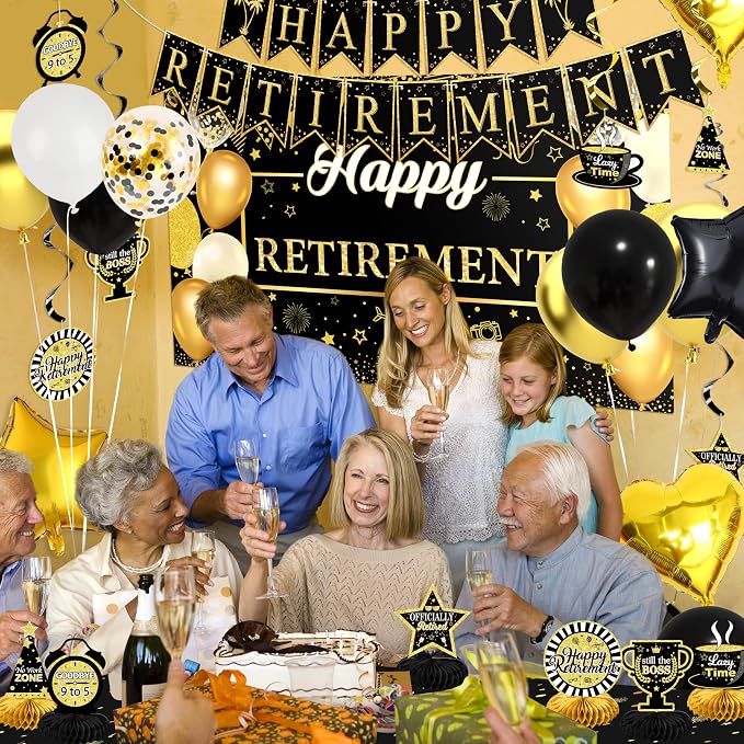 Retirement Party Decorations, Retirement Balloons, Sash Hanging Swirls - Image 7