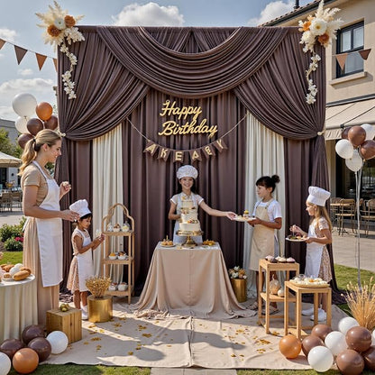 12ft x 10ft Brown Backdrop Curtains - Image 2