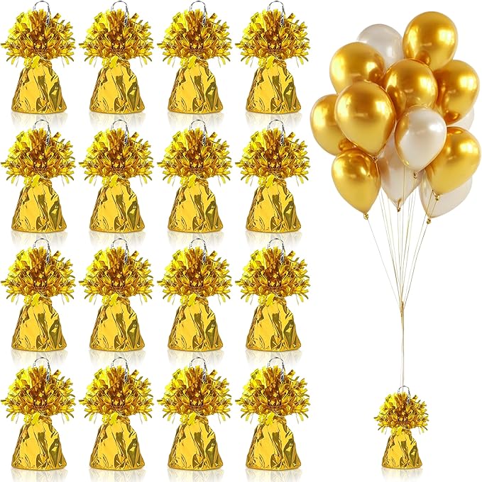 16 PCS Metallic Wrapped Balloon Weights Gold Heavy Balloon Weight by SPFYunion
