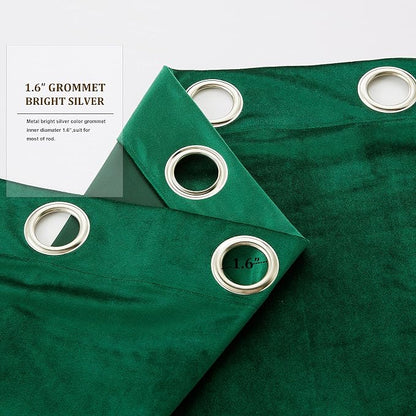BULBUL Green Curtains 96 inch Length- Living Room Velvet Blackout Window Drapes - Image 4