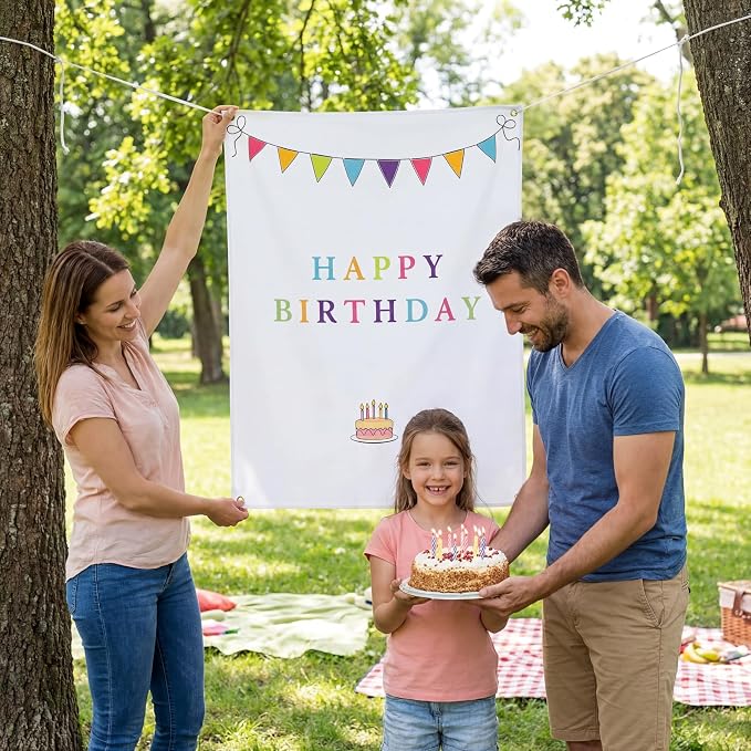 Oudain 29x39 Inch Happy Birthday Burlap Banner, Fabric Party Decorations - Image 4