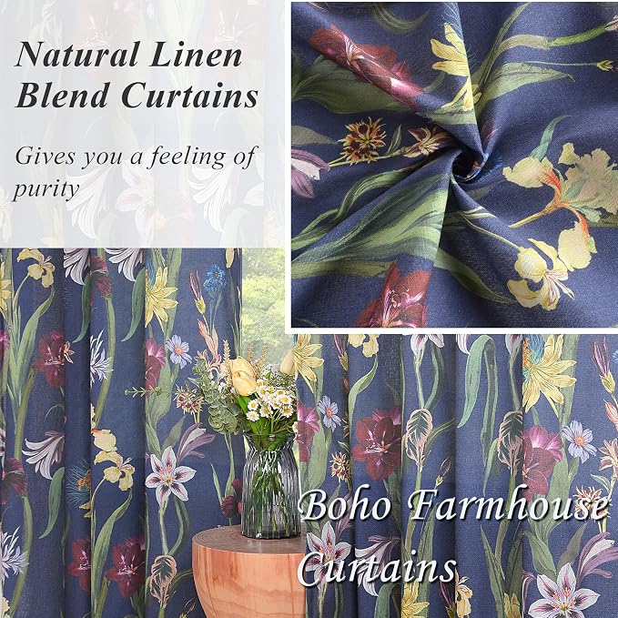 Schweek Floral Curtains 63 Inches Length 2 Panels - Image 5