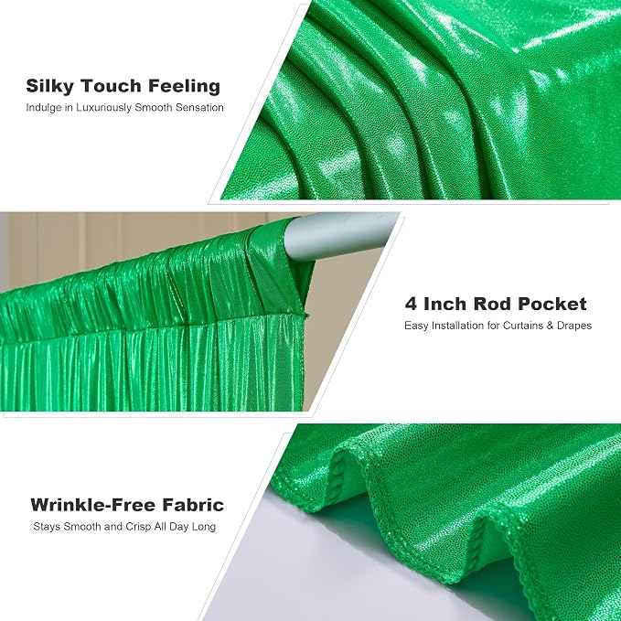 gogoparti 20x10FT Green Sequin Backdrop Curtain - Image 3