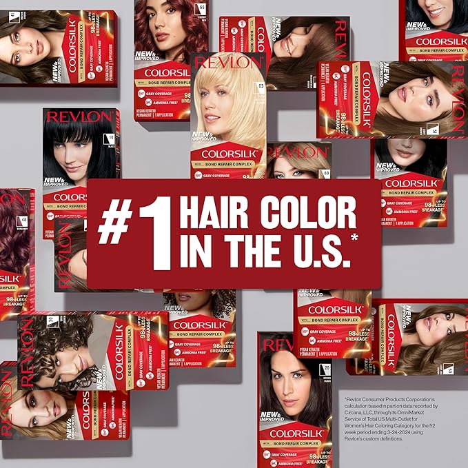Revlon ColorSilk with Bond Repair Complex, Auburn Permanent Hair Color, 100% Gray Coverage, Ammonia Free Hair Dye, Vegan Keratin, 31 Dark Auburn (Pack of 3)