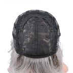 FAELBATY Grey Wigs with Bangs Women Girl's Ombre Grey Bob Wig Synthetic Cosplay Costume Wigs (12" Dark Root Ombre Grey)