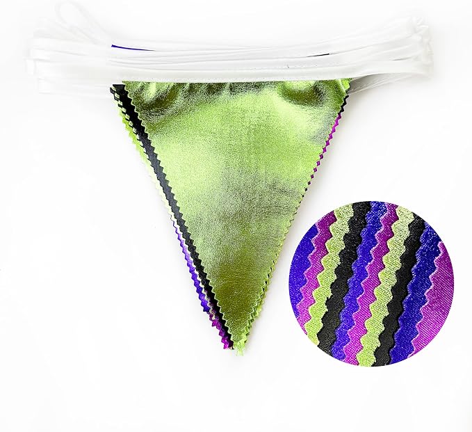 Video Game Party Decorations Black Blue Green Purple Metallic Fabric Triangle - Image 3