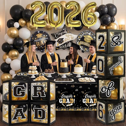 Black and Gold Graduation Decorations Class of 2026 - Image 2