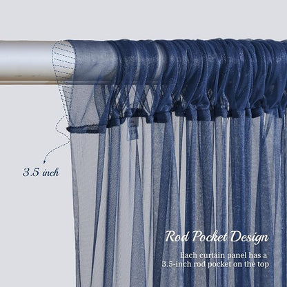 20x10ft Navy Blue Tulle Backdrop Curtain - Image 7