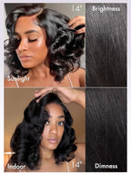LUVME HAIR Loose Real 100% Wave Bob Human Hair Short Wigs Glueless Pre Cut Plucked Hd Lace Wig Ready To Go Natural Color Bleached Knots Side Part Black Wigs 16 Inches