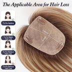 starluck Human Hair Toppers for Women Real Human Hair With Bangs 4 * 5.5 inch Base 12 inch SilkHug Hair Topper for Women Cover Grey Roots(Brown with Blonde Highlight)