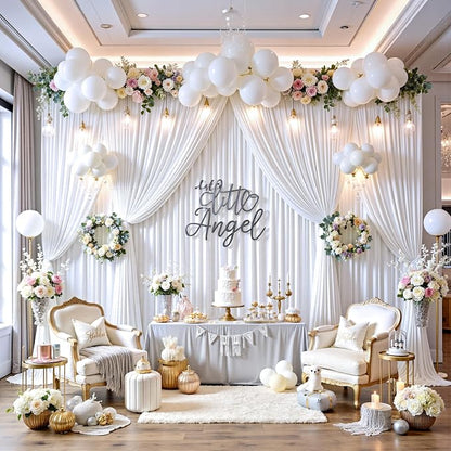 60ft x 12ft White Backdrop Curtains - Image 8