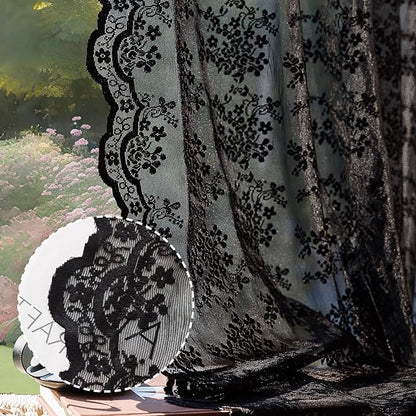 Anmao Vintage Lace Curtains 102 Inches Long 2 Panels Set, Romantic Elegant by Anmao