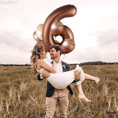KatchOn Coffee Brown Number 6 Balloon 40 Inch | 6th Birthday Balloon - Image 6