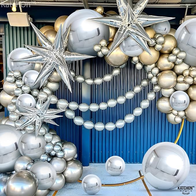 KatchOn Metallic Silver Balloons - Image 8