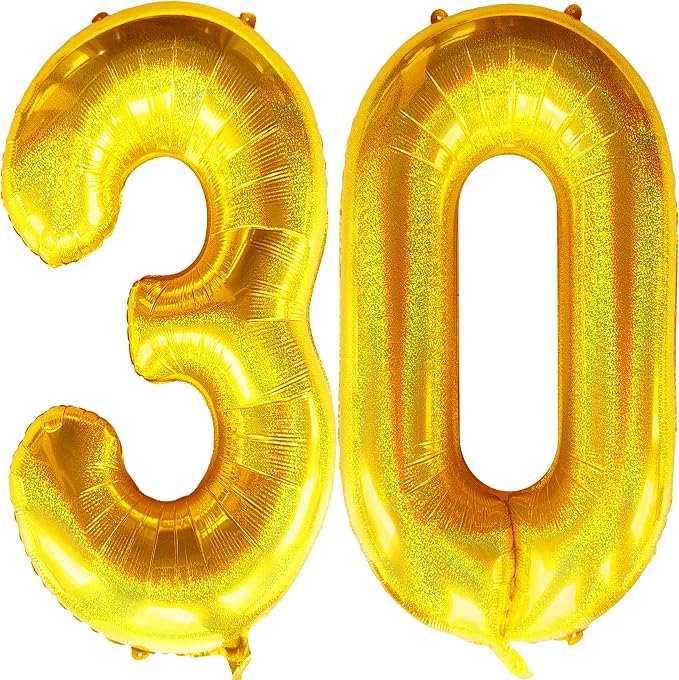 Jonhamwelbor 40 Inch Laser Gold 30 Balloon Numbers Foil Mylar Giant Balloon by Jonhamwelbor