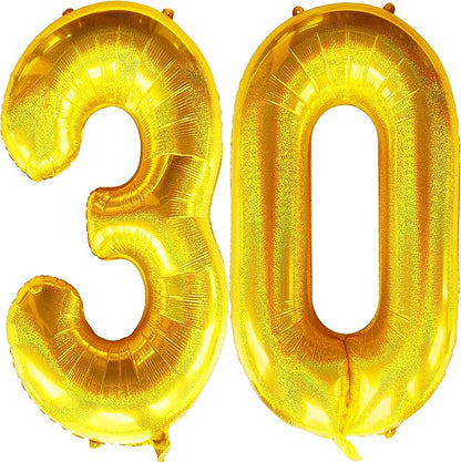 Jonhamwelbor 40 Inch Laser Gold 30 Balloon Numbers Foil Mylar Giant Balloon by Jonhamwelbor