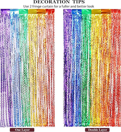 4 Pack Wavy Rainbow Foil Fringe Curtains - Image 5