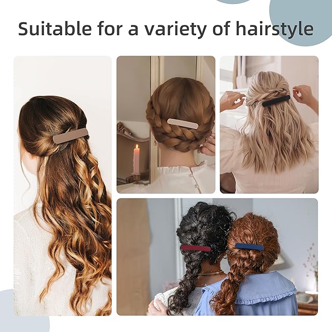 12PCS Hair Barrettes for Women, 6 Colors Thick Medium Hair Barrette Clips, Flat Hair Pins Strong Hold Vintage Hair Clips, French Hair Barrette Clip for Women Girls