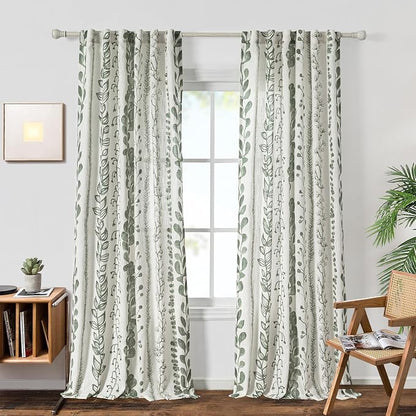 Sage Green Curtains 95 Inches Length 2 Panels Boho Curtains - Image 2