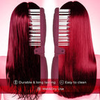 Mini Detangler Travel Hair Brush with Mirror, Makaron Hair Brushes for Women, Men and Kids, Unique 3D Flexible Design for All Hair Types, Styling Accessory, Travel Essentials for Women (DARK DAMSON)