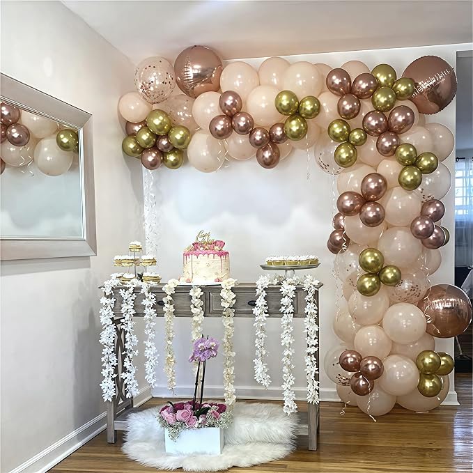 Blush Rose Gold Balloon Garland Arch Kit, 119 Pieces Peach Pink Gold Pastel - Image 6
