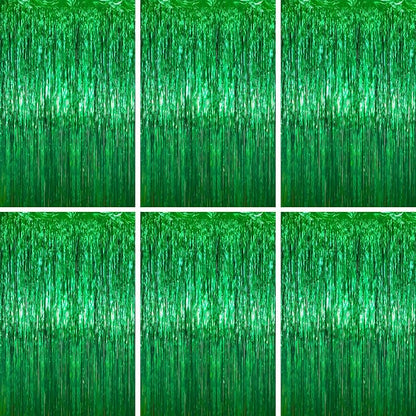 Voircoloria Green Foil Fringe Backdrop Curtains, Birthday Party Decorations by Voircoloria