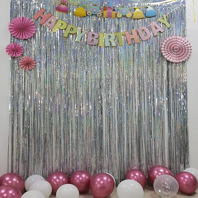 BRAVESHINE Silver Streamers Party Fringe Backdrop Christmas Decorations | - Image 3