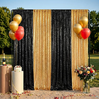 Black Sequin Backdrop Curtains-1 Panel 3FTx8FT Black Backdrop - Image 5