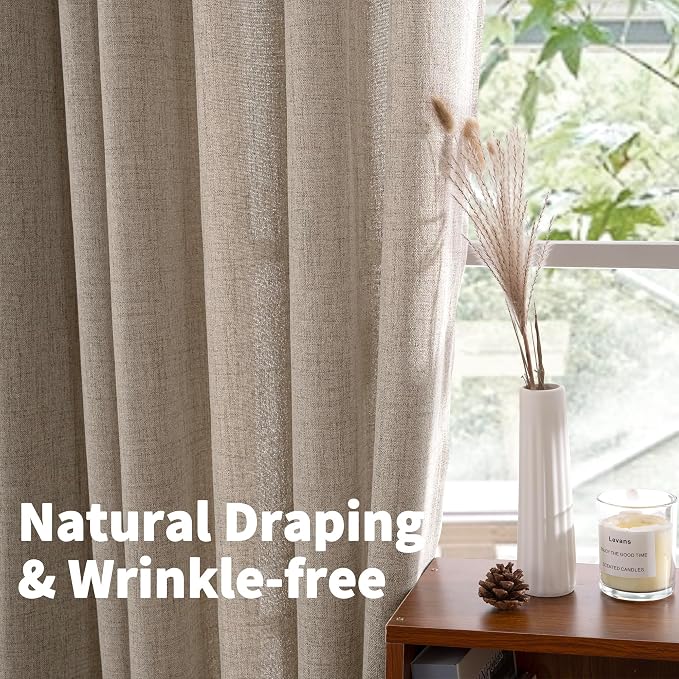 YoungsTex Linen Curtains 63 Inches Length 2 Panels - Image 6