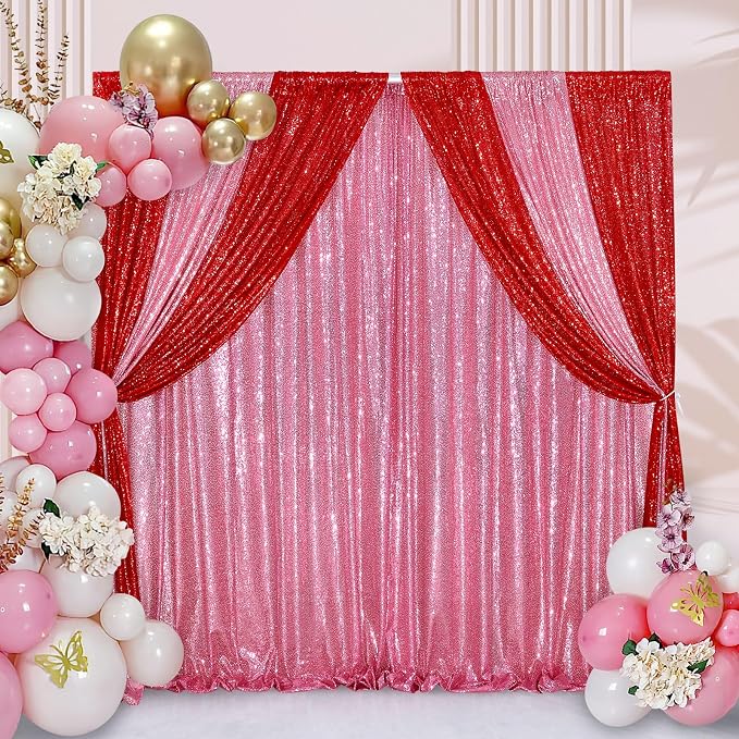 Sequin Backdrop 8ft x 8ft Blush Pink Backdrop Curtain - Image 3