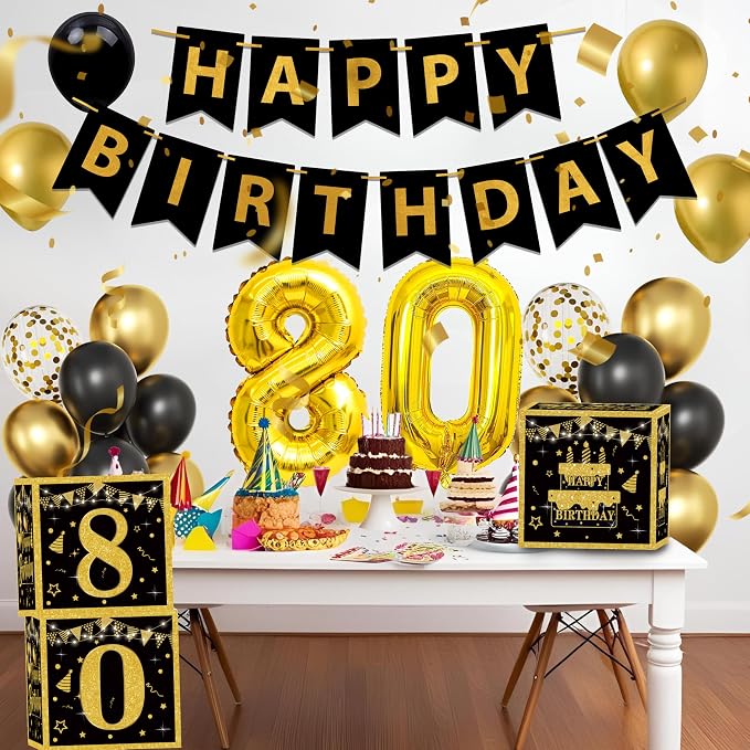 Gold 80th birthday decorations for men - Image 8