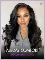 LUVME HAIR All-Day Comfort Real Glueless 7x6 HD Lace Wig 200% Density Hair PartingMax Lace Wigs Loose Body Wave Lace Front Wigs Human Hair Pre Cut Plucked Lace Frontal Glueless 24 Inches Natural Black