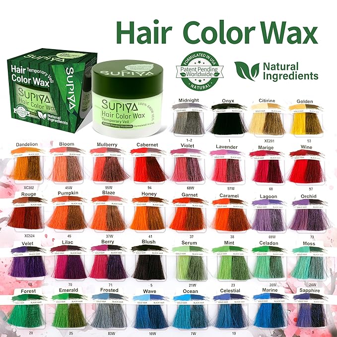 Temporary Hair Color Wax for Men - SUPIYA Washable Hair Wax Color, All-Day Hold Disposable Hair Wax for Christmas, Cosplay & Daily (Marige Color #68)