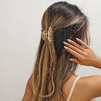 Gold Hair Clips for Women Flower and Double Row Small Claw Clips for Thin/Medium Fine Hair - Nonslip Jaw Clips