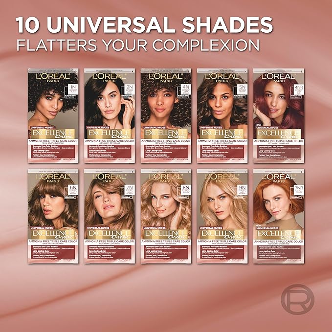 L’Oreal Paris Excellence Universal Nudes Permanent Hair Color, Ammonia Free Hair Dye for Gray Hair Coverage, 9N Natural Light Blonde, 1 Hair Dye Kit