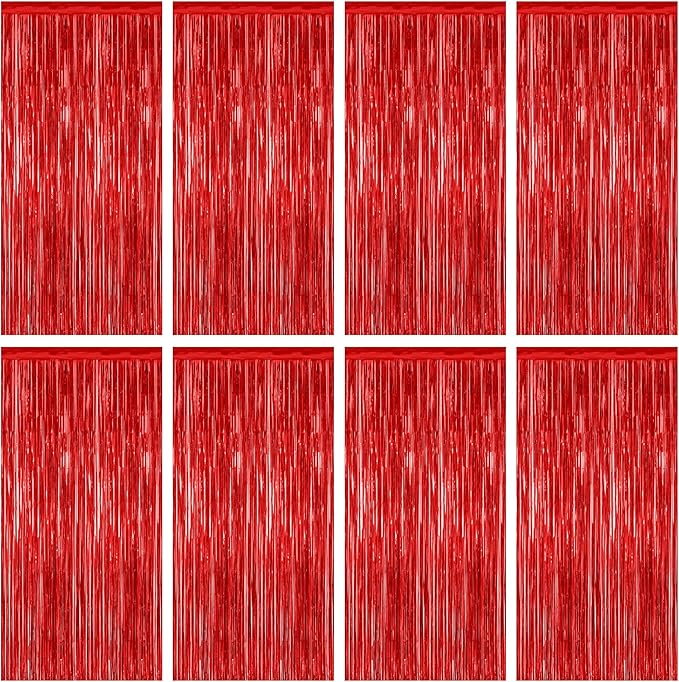 ZATAYE 8 Pack Red Valentines Christmas Foil Curtain Streamer Decorations | Red by ZATAYE