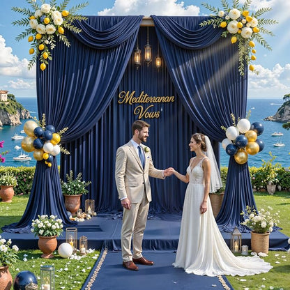 30 ft x 8 ft Navy Blue Backdrop Curtain Panels, 6 Panels 5 ft x 8 ft Wrinkle - Image 6