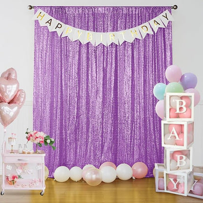 Sugargirl Lavender Purple Sequin Backdrop Curtain 4 Panels 2FTx8FT Glitter - Image 8