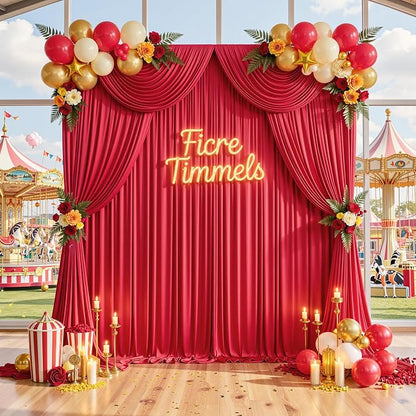 50ft x 10ft Wrinkle Free Red Backdrop Curtains - Image 9