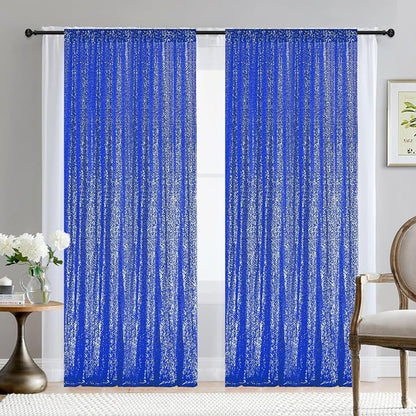 2×8FT-2PCS Royal Blue Sequin Backdrop Curtains Panels, Photography Backdrop - Image 8