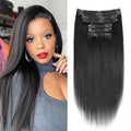 Yaki Straight Clip in Hair Extensions Real Human Hair Clip Ins Brazilian Virgin Hair clip ins Yaki Straight Clip On Hair Extensions 8pcs with 18Clips 120G/pack (22 Inch)
