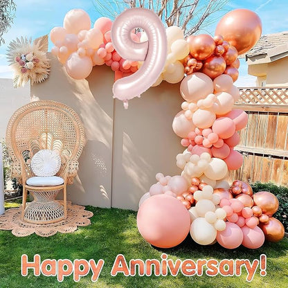 Light Pink Number 9 Balloon, 40 Inch Giant Mylar Number Balloons, Large Foil - Image 7
