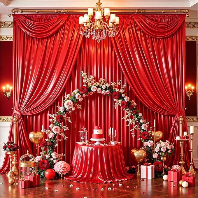 30x10ft Red Glitter Backdrop Curtain - Image 6