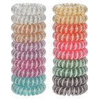 JessLab Spiral Hair Ties, 20 Pcs Traceless Phone Cord Hair Ties No Crease Spiral Bracelet Plastic Coil Ponytail Holders No-Damage Headband Hair Accessory for Girls Women Ladies Gift (Steel Beaded)