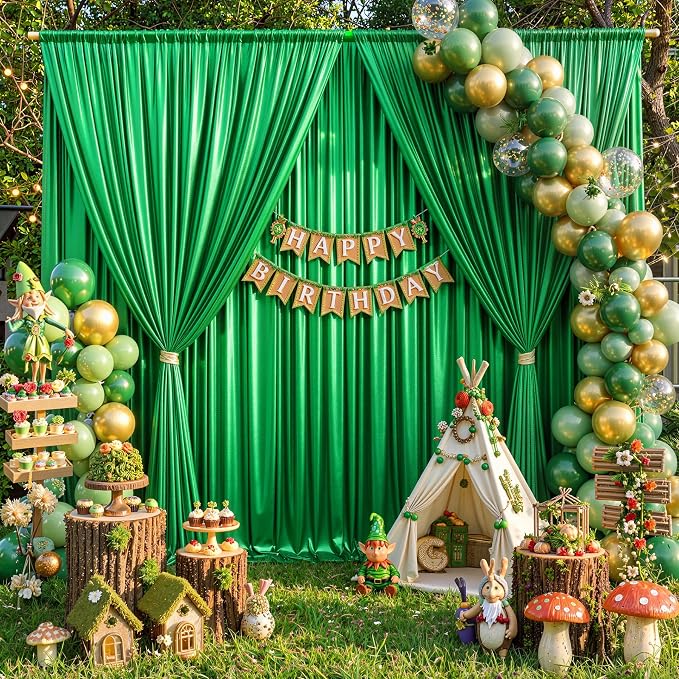 10x10ft Green Sequin Backdrop Curtains, Wrinkle Free Glitter Backdrop Drapes - Image 3