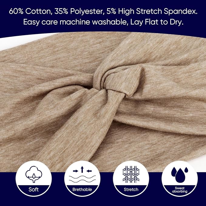 Extra Wide Headbands for Women Large Turban Headband Non Slip Boho Elastic Hairband Hair Twisted Knot Head Bands Accessories