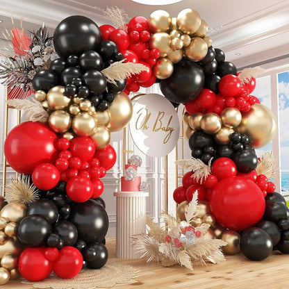 412Pcs Red Black Gold Balloons Arch kit, 18 12 10 5 Inch Different Size Latex by PAXILE