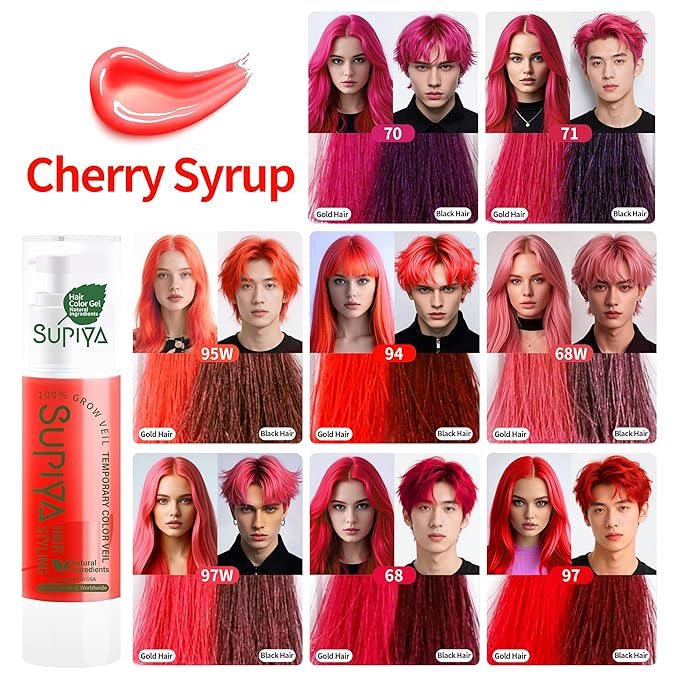 Temporary Hair Color Gel, Red Hair Dye Color Gel Washable Natural Instant Hair Color Wax for DIY Hairstyle for Kids Men Women(Color #70)