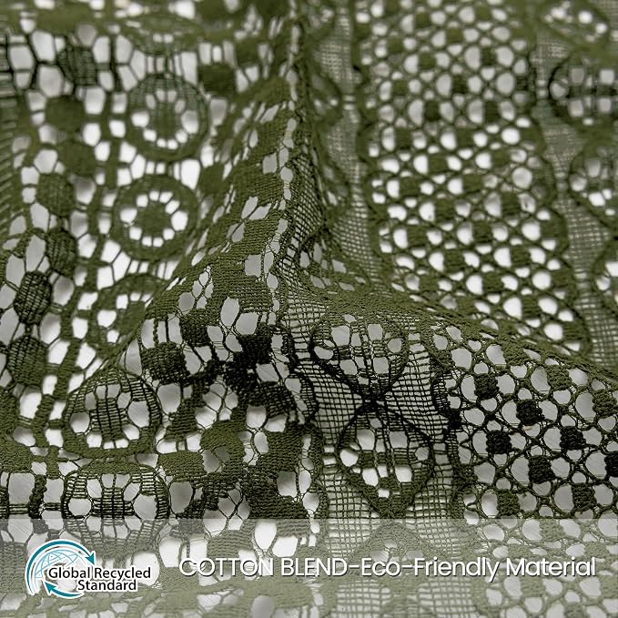 WAZZIO Boho Lace Curtains 84 Inches 2 Panel, Light Filtering Privacy Tassel & - Image 5